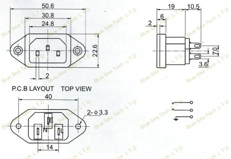 10 шт. 10A 250 В 3pin AC Power Socket/разъем, UPS PDU гнездо ABS+ латунь CCC CE Сертификация