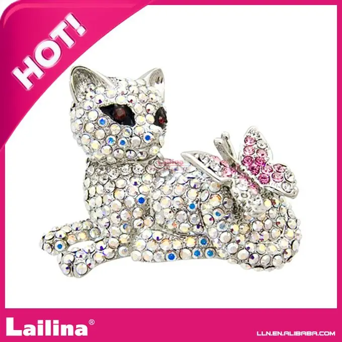 AB Кристалл Rhinestone Собака с Butterful брошь Контактный Горячее Надувательство