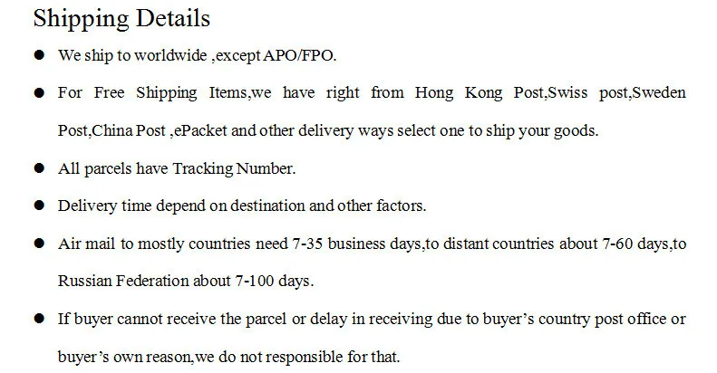 Note shipping