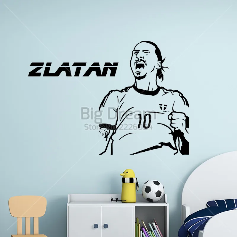 Новинка дизайн Златан Ибрагимович рисунок стены Стикеры Винил DIY Home Decor Football Star Наклейки Футбол спортсмен-плеер детская комната
