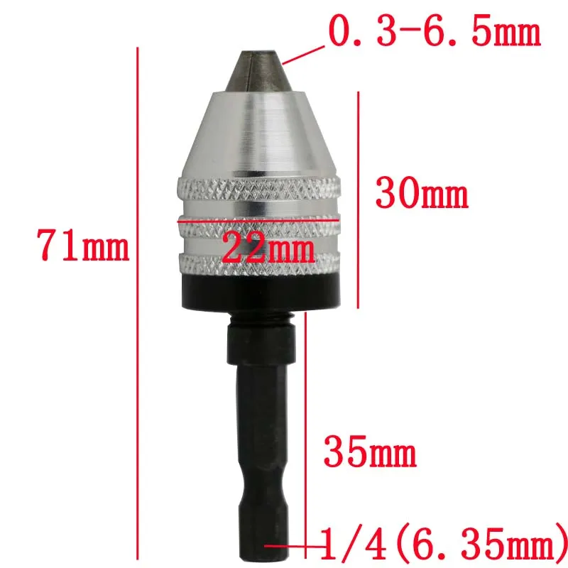 Сверлильный патрон шуруповерт ударный привод шестиугольный хвостовик сверлильный шлифовальный станок Размер конвертера 0,3-6,5 мм