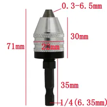 Сверлильный патрон шуруповерт ударный привод шестиугольный хвостовик сверлильный шлифовальный станок Размер конвертера 0,3-6,5 мм