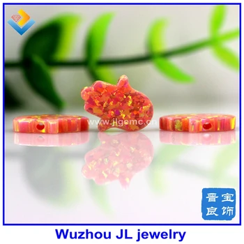

5PCS/lot 11x13mm OP24 Fire Opal Hamsa Pendant Synthetic Opal Hamsa Hand For Bracelet Making