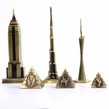 Home decoration supplies metal crafts world architecture model Canton Tower Burj Khalifa Empire State Building Bar ornaments