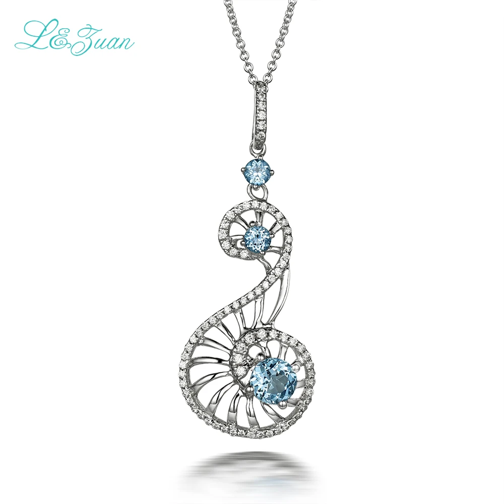 

I&zuan 925 Sterling silver 100% natural 0.78ct blue topaz stone swarn pendant necklace for women simple fine jewelry accessories