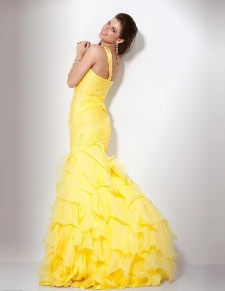 Дизайн vestido de festa для торжественных вечерних приёмов, сексуальное длинное желтое шифоновое элегантное, праздничное, вечернее платья для выпускного вечера