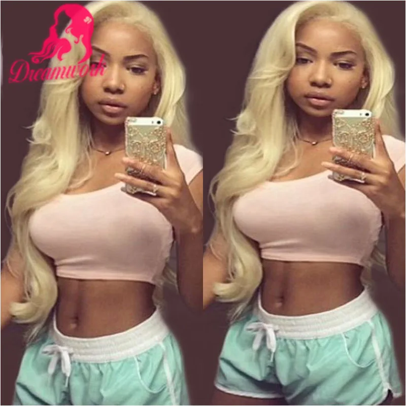 100 Virgin Hair Full Lace Human Hair Wigs Blonde 613 Platinum