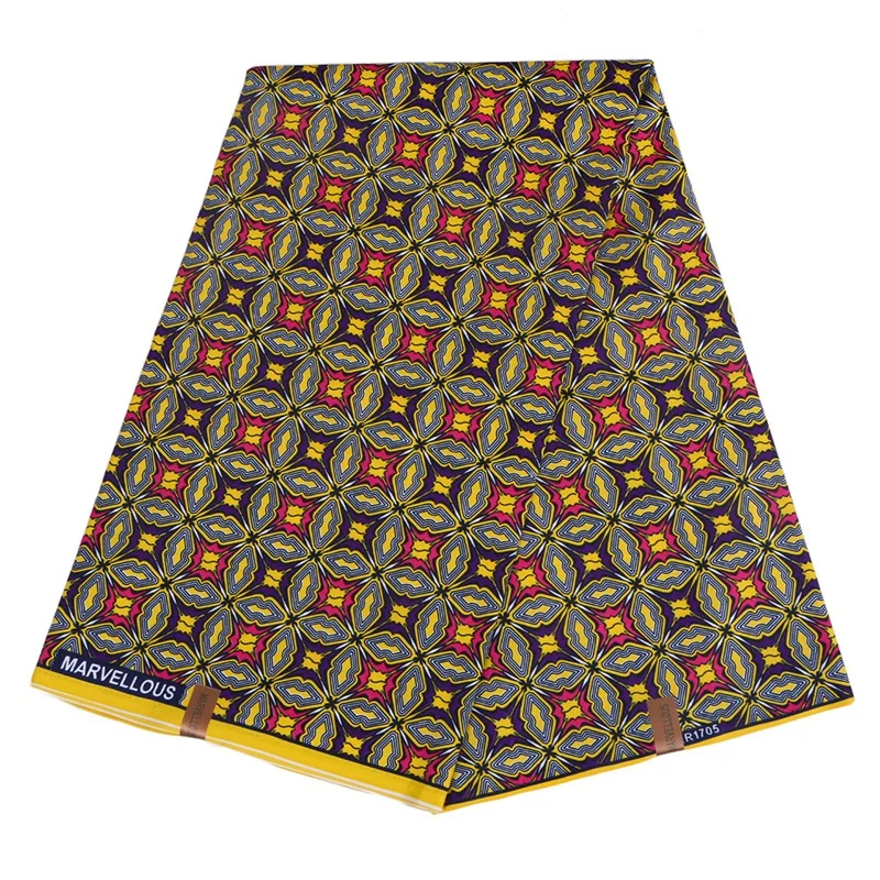 

mylb real Wax Prints 100% Polyester Fabric New Ankara blue Wax High Quality 6 yards African Fabric for Party Dress
