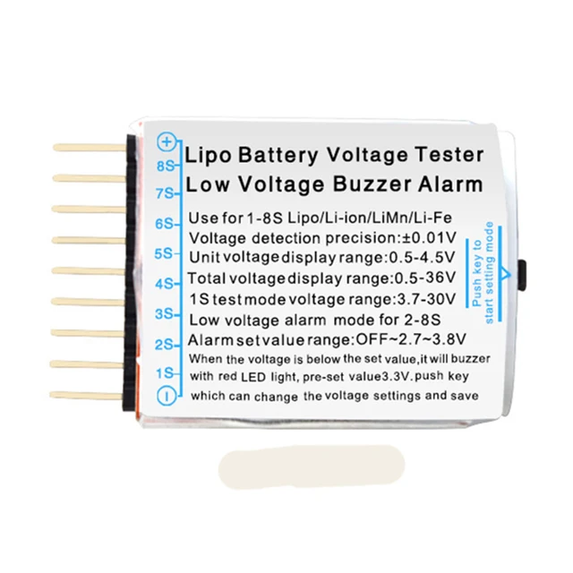 1pcs or 4pcs Hot Sell 2s 2s 3s 4s 5s 6s 7s 8S 1-8S LED Low Voltage Buzzer Alarm Lipo Voltage Indicator Checker Tester Wholesale 4