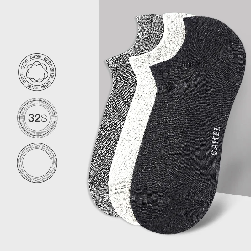 CAMEL 3/6pcs Sports Anti-Sweat Breathable Socks Slippers Men Running Cycling Dry Cotton Quick Dry