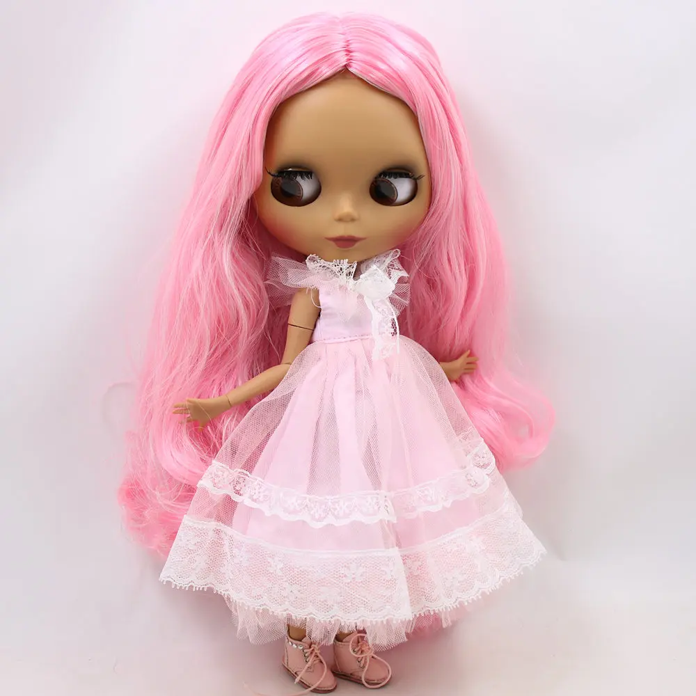 ICY Nude Blyth Кукла № BL1003/898 розовый микс белые волосы черный матовый лицевой шарнир тело 1/6 bjd