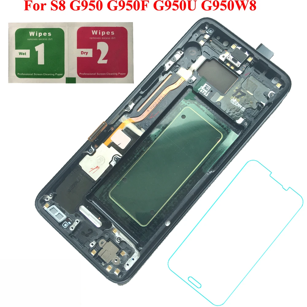 

For Samsung Galaxy S8 G950F G950FD G9500 G950U 100% Tested Working AMOLED LCD Display Touch Screen Frame Assembly