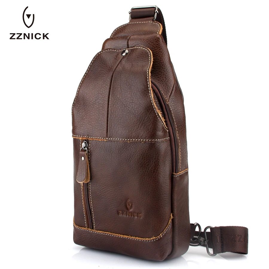 ZZNICK, Мужская нагрудная сумка, натуральная кожа, через плечо, водостойкая, повседневная мужская нагрудная сумка, сумка на плечо, Мужская маленькая сумка на плечо