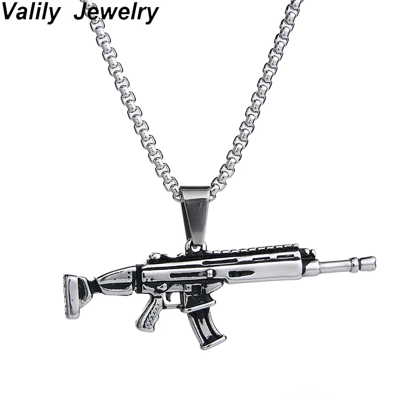 Valily Men Jewelry AK47 Gun Male Necklace Pendant With Gold Color