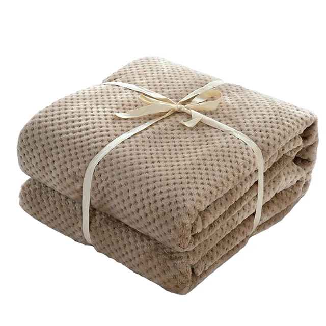 Japan Style Flannel Blanket Solid Plain Coral Fleece Mink Throw Thick