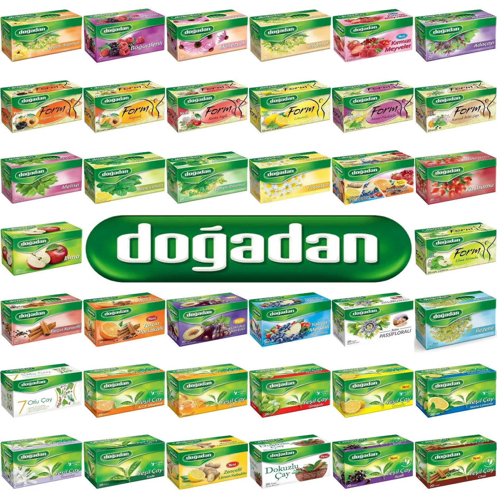 

DOGADAN TURKISH APPLE Tea GREEN Tea FORM HERBAL Tea FRUIT Tea ( 4 Box X 20 Bags)