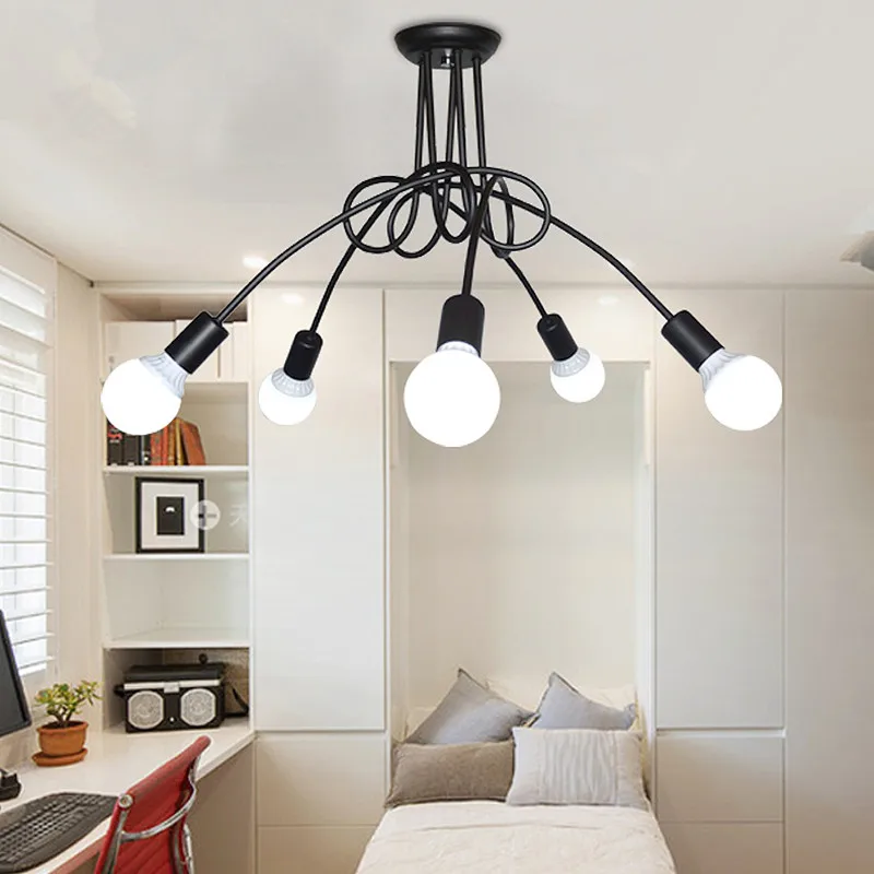 

Iron Surface Mounted Ceiling Lighting American Style 5 Heads Ceiling Lights Bedroom Living Room Ceiling Lamp For Clothing Store