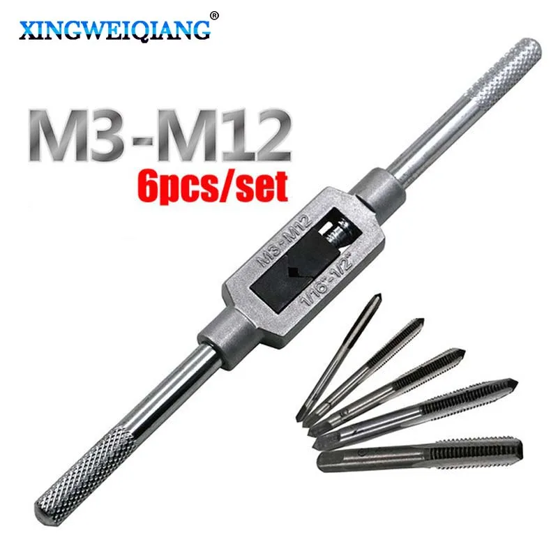 Набор ручных резьбовых метчиков M3 M4 M5 M6 M8 с регулируемым метровым ключом 1/16 1/4 " 6