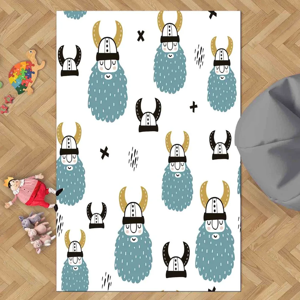 Синий желтый Викинги моряка 3d печать Нескользящая микрофибра детские украшения для детской комнаты коврик детский коврик