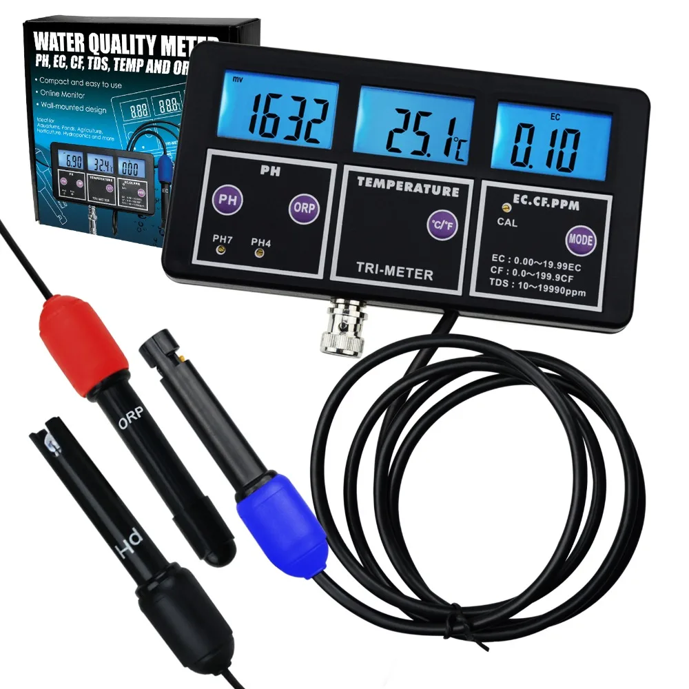 Medidor de Teste Melhor em Aquário 6 em 1 Profissional Multi parâmetro Ph e orp e ec e cf e tds Ppm e temperatura Combo Spas Laboratório