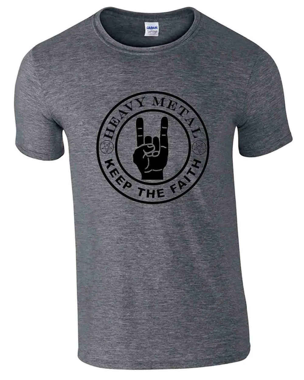 

Brand Print T-Shirt Male Brand Heavy Metal T Shirt Keep The Faith Devils Horns Funny S M L Xl Xxl Cheap Rockfitted T Shirts