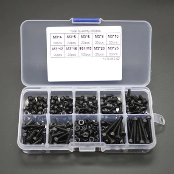 

280Pcs M3 Stainless Steel Hex Socket Cap Head Screw Bolts and Nuts Assortment