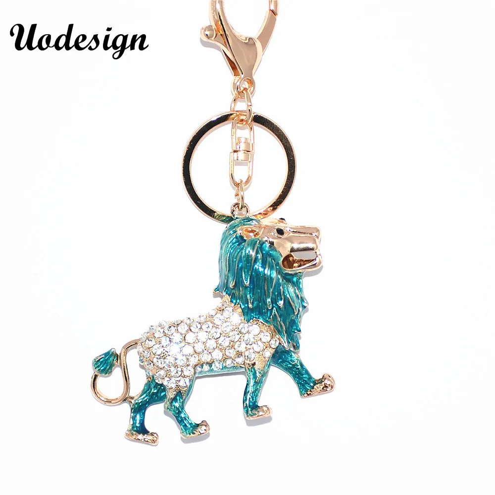 Uodesign New Design Crystal Serious Lion Keychain Keyring For Car
