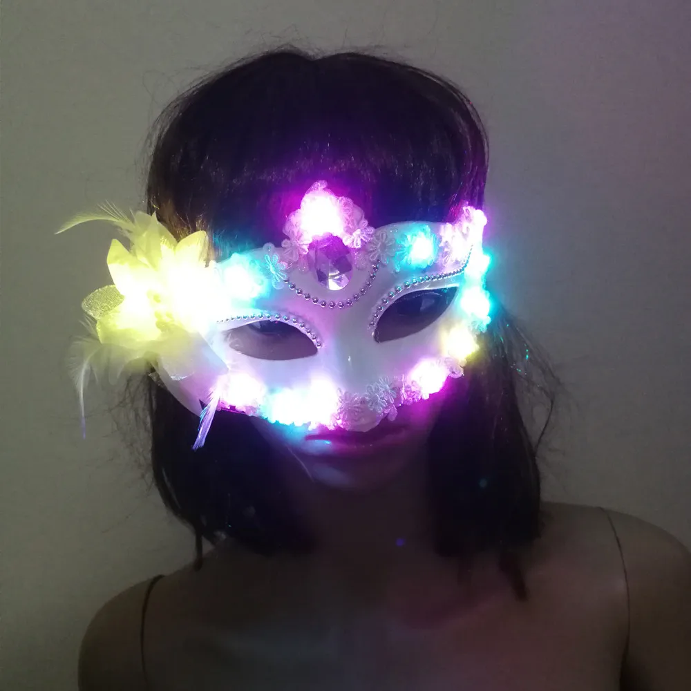 

Light Up Glowing Halloween LED Mask Princess Party Optical Masquerade Female Luminous LED Masks