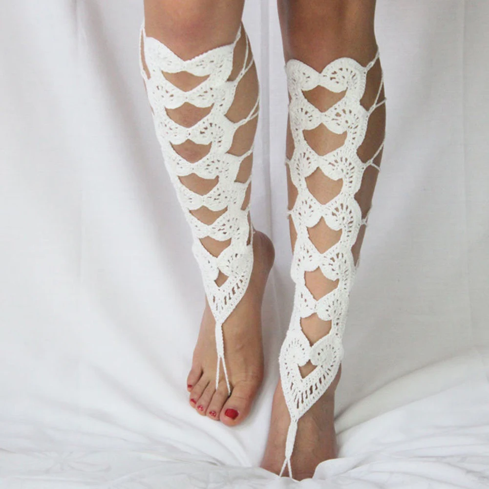 

Fashion Lady Barefoot Sandals Crochet Knit Foot Bracelet Ornament Ankle Chain