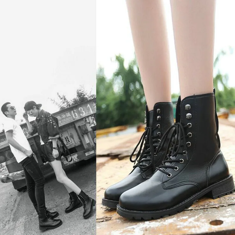 

2018 brand new spring/autumn fashion Martin boots lovers High-top casual Motorcycle boots lace up ankle army leather boots QA-10