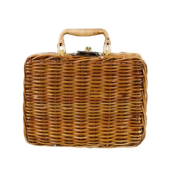 

Women Vintage Rattan Bamboo Bags Bohemian Ladies Summer Beach Handbag Natural Knitted Female Bag Handmade Weave Tote SS3028