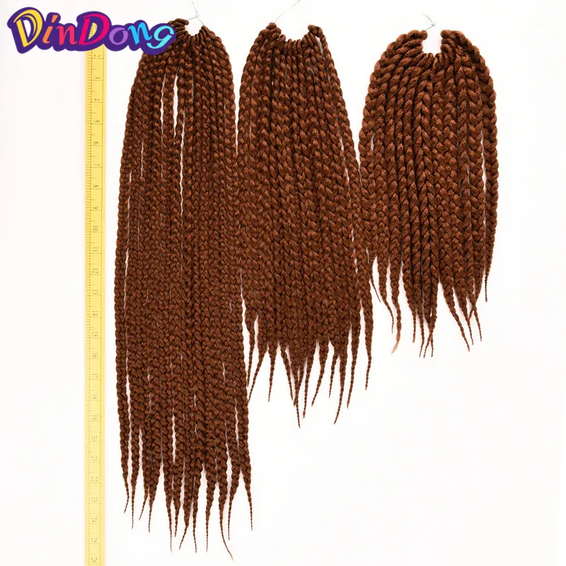 DinDong Crotchet Braids Box Braids With Synthetic Hair 12 18 22Inch Blonde Brown Burgundy Hair Color For Black Women