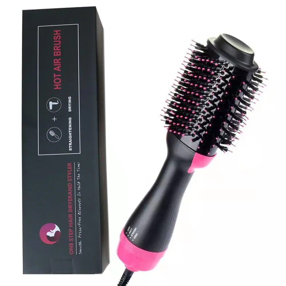 

Hot sale hair dryer comb homeuse personal 3 settings warm cold wind one step hair blow brush dryer