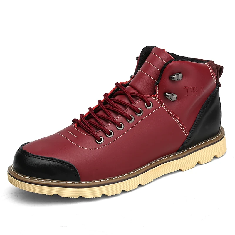 

TBA 8702 winter leather casual shoes black/wine men tooling shoes