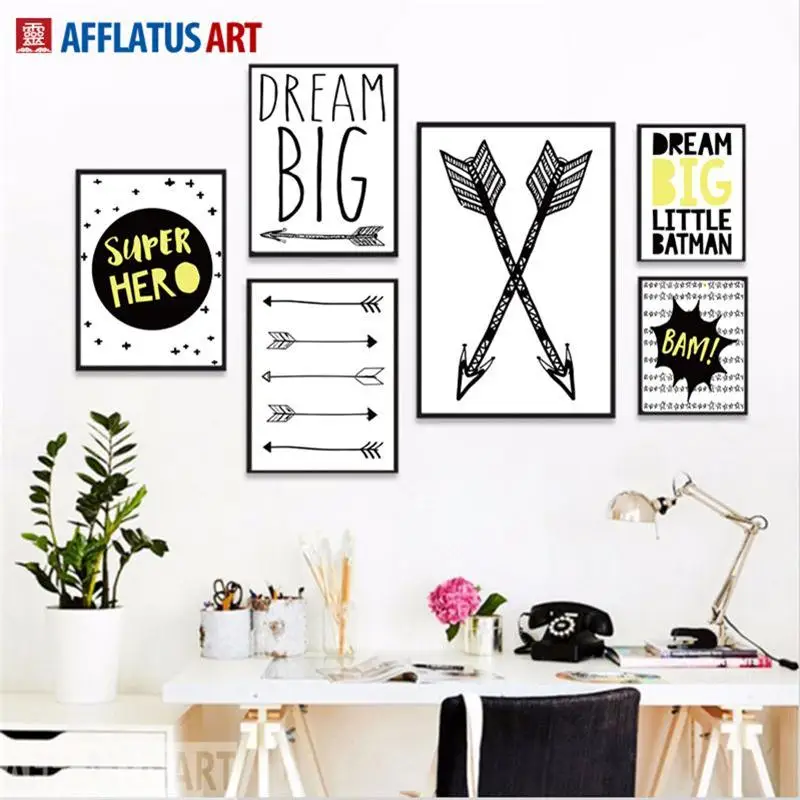 AFFLATUS Arrow Dream Quote скандинавский постер настенная живопись холст постеры и принты