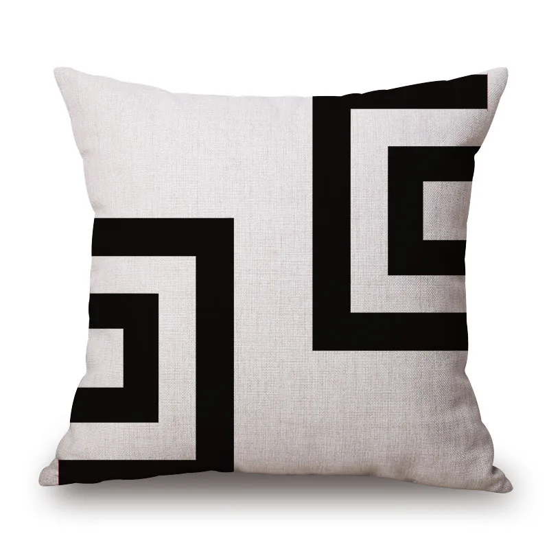 Черный и белый узор Подушки Детские чехол хлопок лен печатные 18x18 дюймов