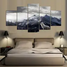 Imágenes artísticas de pared marco Vintage Hogar Moderno decorativo 5 Panel el lobo en el pico pintura sobre lienzo carteles e impresiones