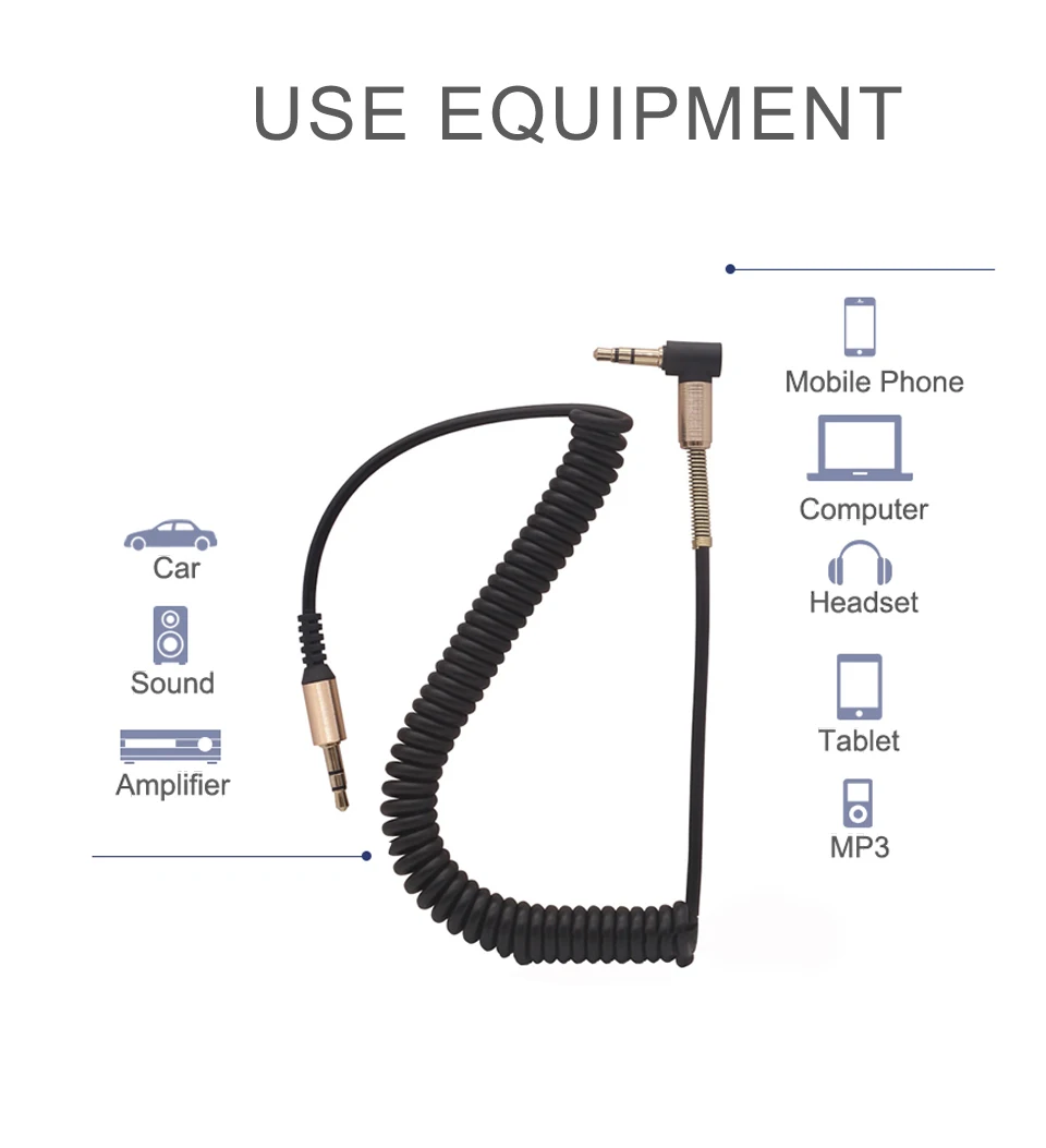 Elasticity Stereo 90 Degree Right Angle AUX Cable Extended 3.5mm Jack Male To Male Car Auto Audio Cable Cord For iPhone Samsung (2)