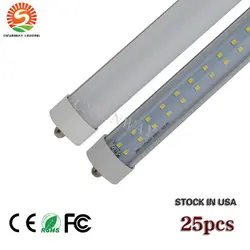 CNSUNWAY 8ft T8 FA8 одноконтактный двухрядные светодиодные трубки света 72 Вт 96 ''лампы бар освещение 2,4 м прозрачная крышка супер яркий 25 шт