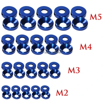 

OOTDTY Aluminum Alloy Blue Color Bolt Washers Gaskets M2 Anodized Countersunk Head Bolt Washers Gaskets