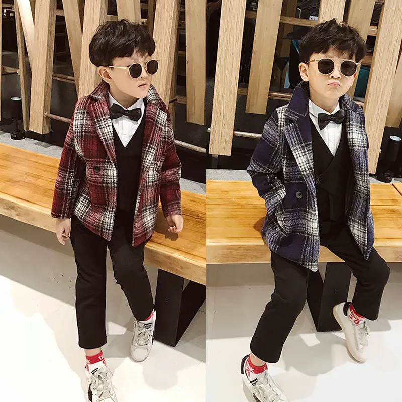 

Kids boys overcoat Winter new fashion Long wool coat for boys Teens autumn jacket warm long outerwear Children Windproof