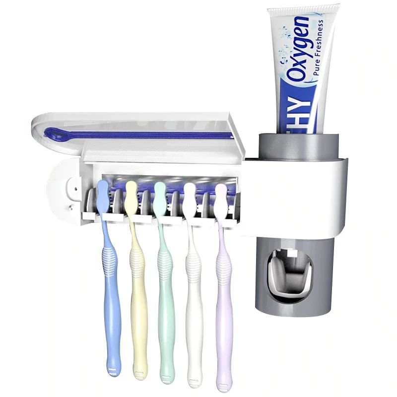 Billige TG Motoren UV Licht Uv Zahnbürste Sterilisator Zahnbürste Halter Automatische Zahnpasta Orangenpressen Hause Bad Set