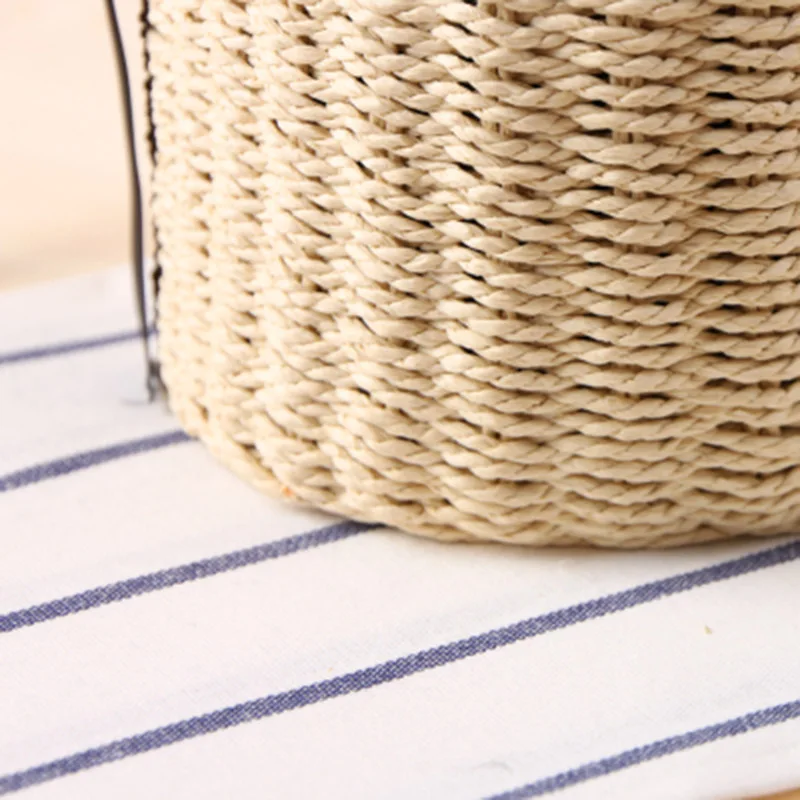 Women Handbag Summer Beach Female Ribbon Straw Bags Lady Vintage Drawstring INS Popular Basket Casual Weave Travel Tote SS3100 (13)