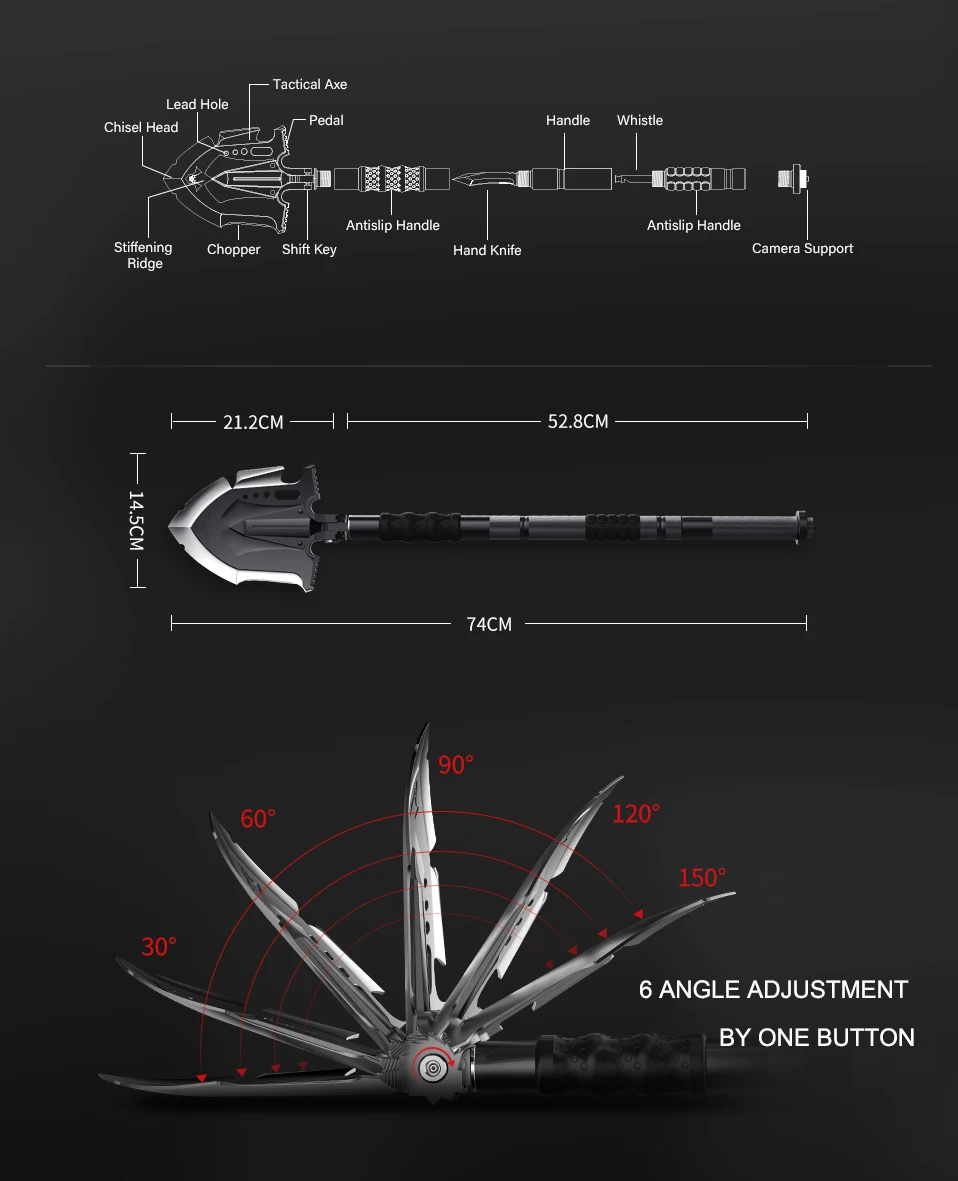 Военная Портативная Складная лопата и пиккакс с тактическим мультитулом для кемпинга, пешего туризма, альпинизма
