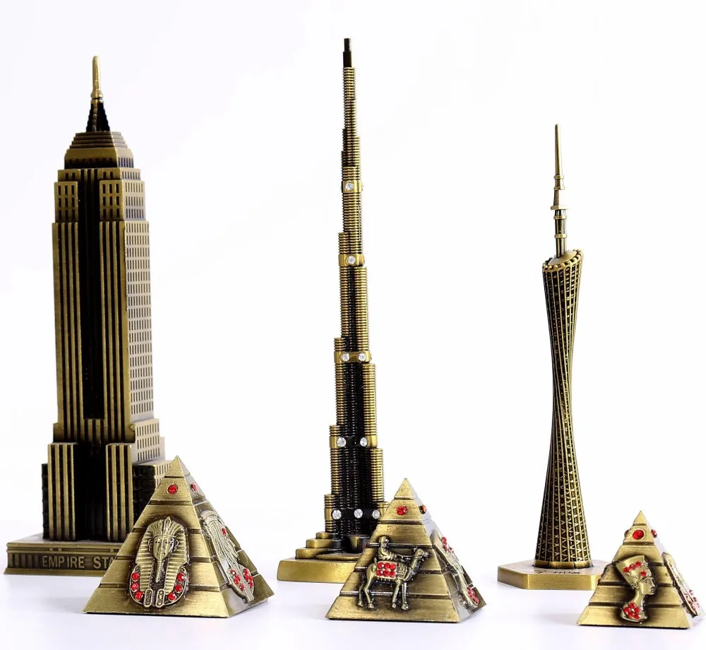 

14 optional World Famous Landmark Model Vintage Home Decor Bronze World Tourist Souvenir Model Paris Jerusalem India Egypt XM8