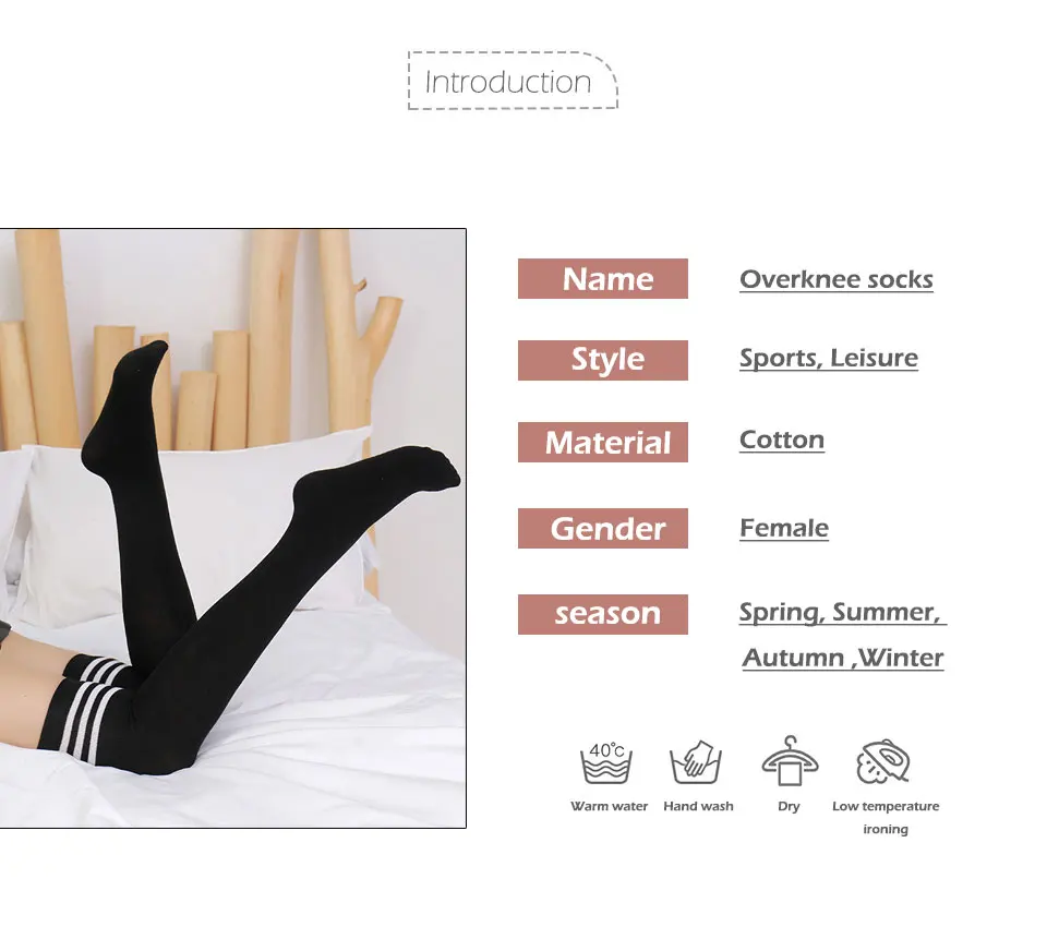 Warm Long Stocking Fashion Striped Knee Socks Girls Student School Sock Cotton Thigh high Over Knee High socks Female Ladies (4)