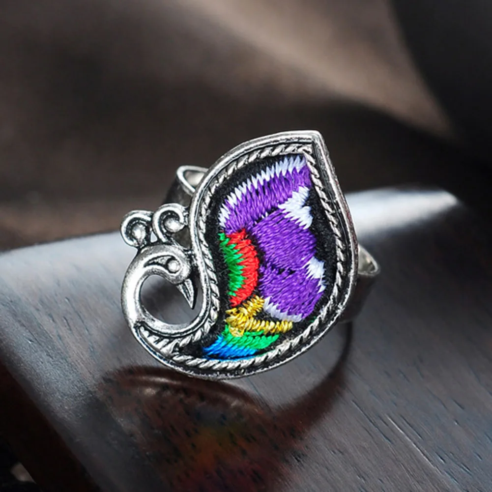 New Design Personality Animal Rings Beautiful Rose Peacock Embroidered