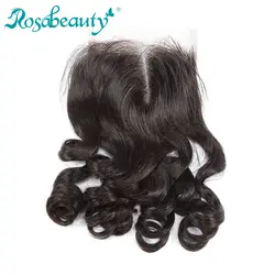 Rosabeauty бразильские волосы remy кружева закрытие свободная волна человеческих волос 4X4 швейцарское кружево с Детские волосы доставка