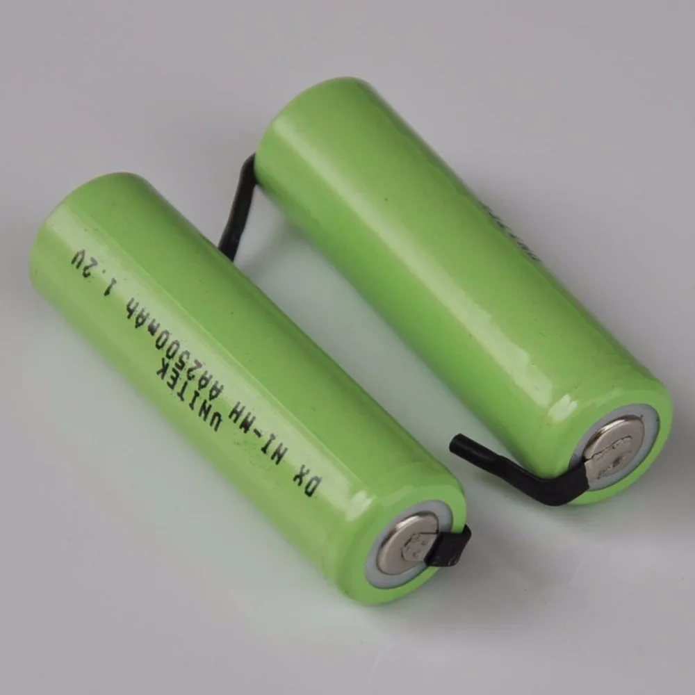 

2-5PCS Ni-Mh 1.2V AA rechargeable battery 2500mah nimh cell with welding tabs for Philips Braun electric shaver razor toothbrush
