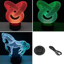 10LM 7 Цвета 8 Светодиодный светильник s бусины 3D светодиодный светильник держатель цоколь светильник красочная настольная лампа держатель украшения USB кабель светодиодный ночной Светильник док-станции